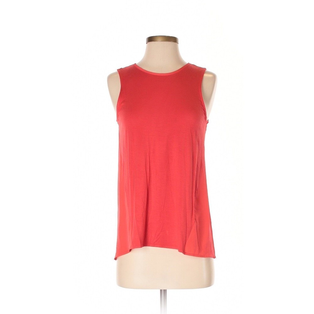 Banana Republic Size S Red Sleeveless Keyhole Mesh Shoulder T-Shirt Top